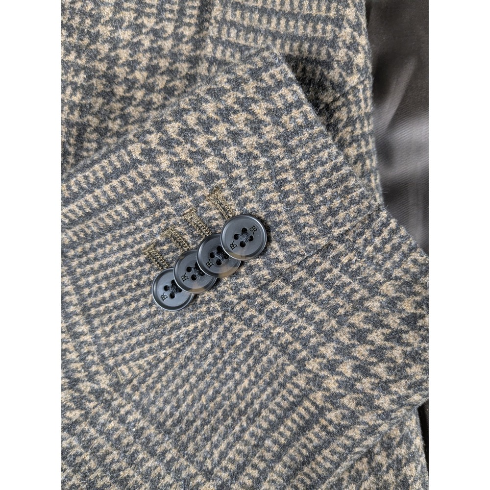 Banana Republic Tailored Fit‎ Blazer Sport Coat Brown Houndstooth Menswear 44L - Picture 3 of 14